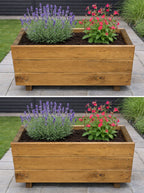 Rustic Wooden Planters Twin Pack - Fully Assembled Outdoor Garden Container Boxes