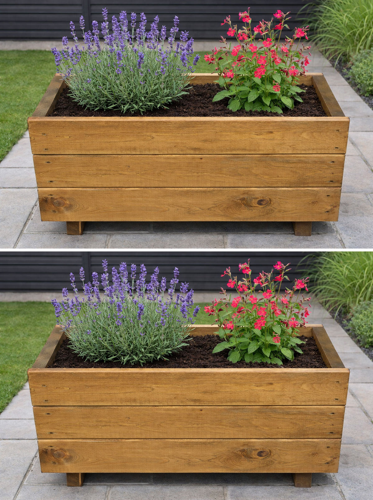 Rustic Wooden Planters Twin Pack - Fully Assembled Outdoor Garden Cont ...