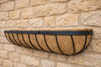 Twin Pack Outdoor Metal Wall Planters 90cm Window Boxes with Natural Coir Liners for Garden Walls