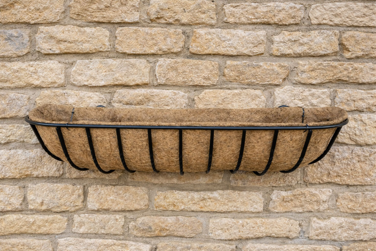 Large Twin Pack Wall Trough Planters for Patio and Garden Walls - Wall Mounted Outdoor Plant Containers