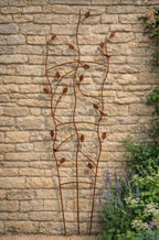 Rust Garden Trellis Panel - Decorative Steel Wall Trellis for Climbing Plants