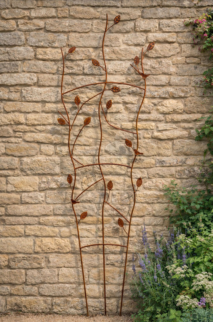 Rust Garden Trellis Panel - Decorative Steel Wall Trellis for Climbing ...