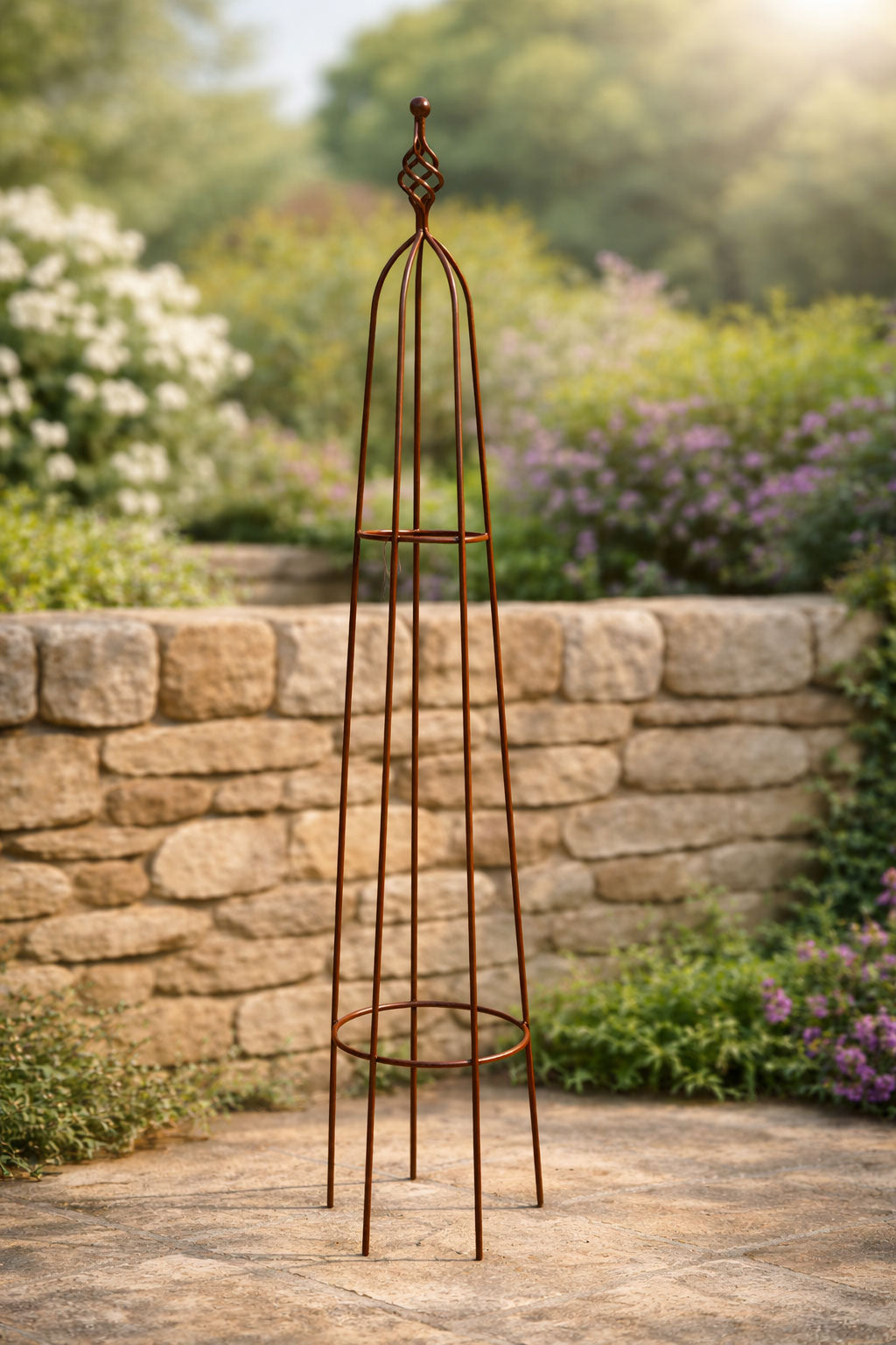 Garden Obelisk 140cm Frame Naturally Rusted Finish - Climbing Plant Support