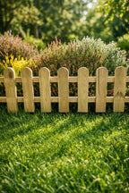 Low Garden Border Edge Panels - Timber Wooden Picket Edging with Integral Spike for Lawns and Flower Beds
