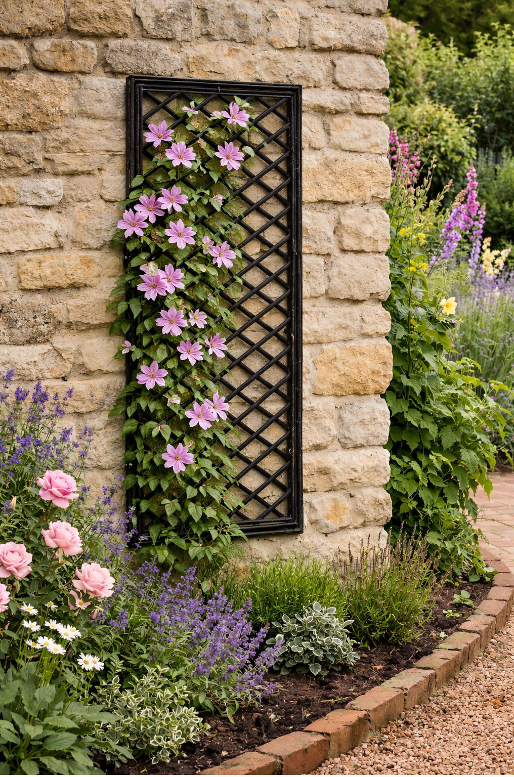 Black Garden Willow Trellis Panels - Modern Framed Supports for Climbing Plants