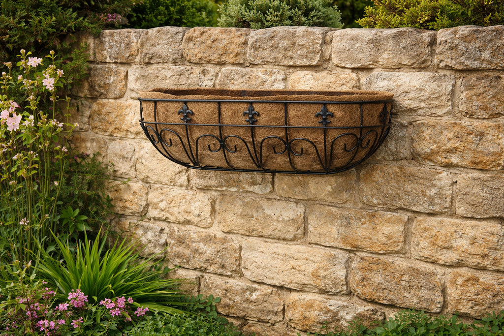 Decorative Metal Window Boxes with Coco Liner - Outdoor Metal Flower Box 3 Sizes