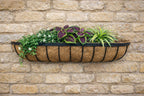 Twin Pack Outdoor Metal Wall Planters 90cm Window Boxes with Natural Coir Liners for Garden Walls
