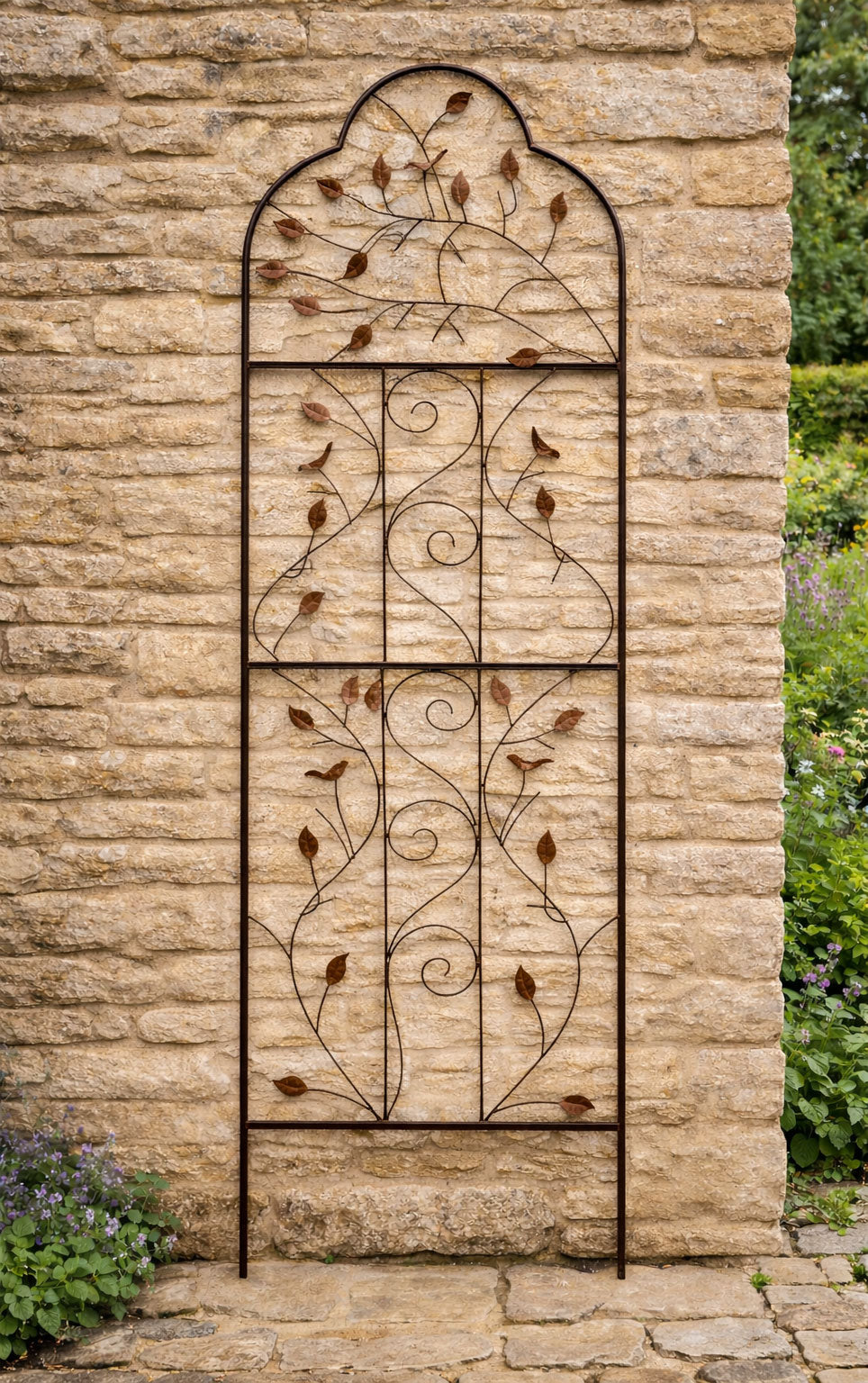 Garden Trellis Panel Vintage Rust Coating for Climbing Plants