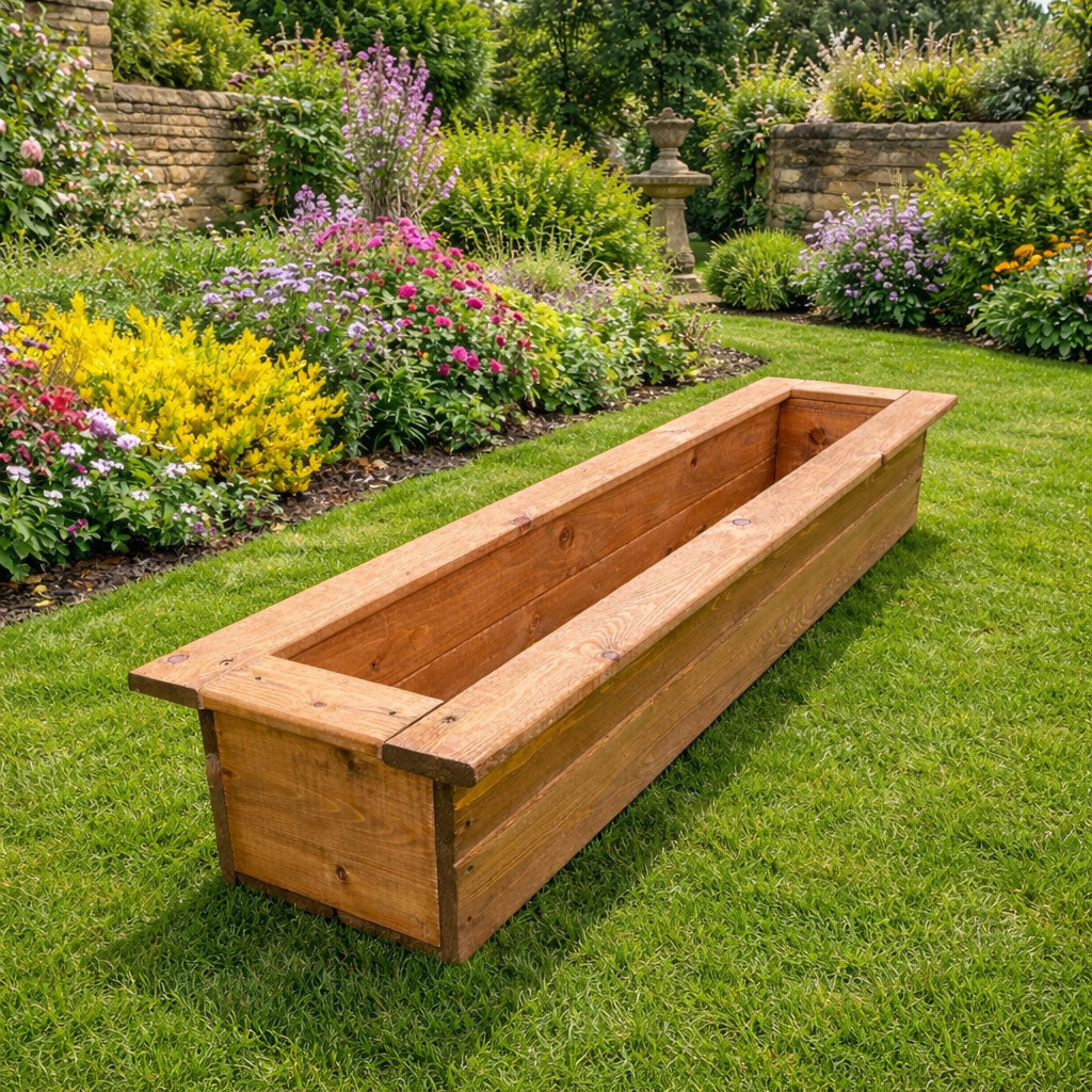 Rectangular Wooden Garden Planter 126cm – Heavy Duty Outdoor Planter Box for Patio & Balcony