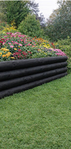 Wooden Black Log Garden Border Horizontal Lawn Edging Fence Border Panels