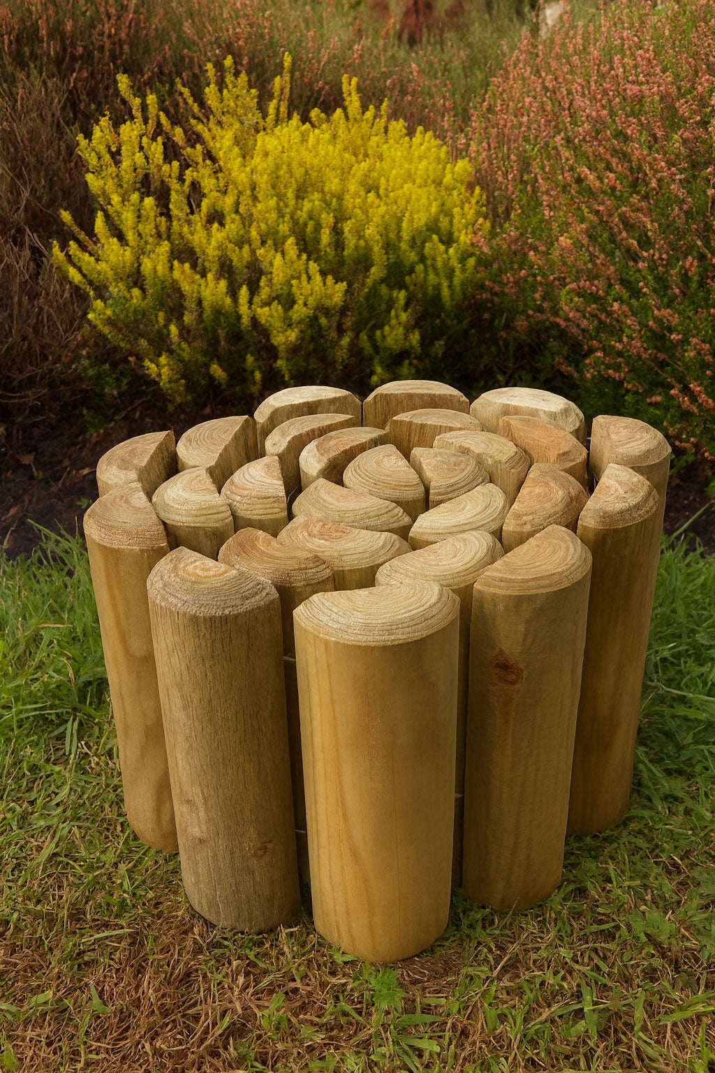 Heavy-Duty 70mm Half-Round Timber Log Roll – Flexible Garden Border & Lawn Edging