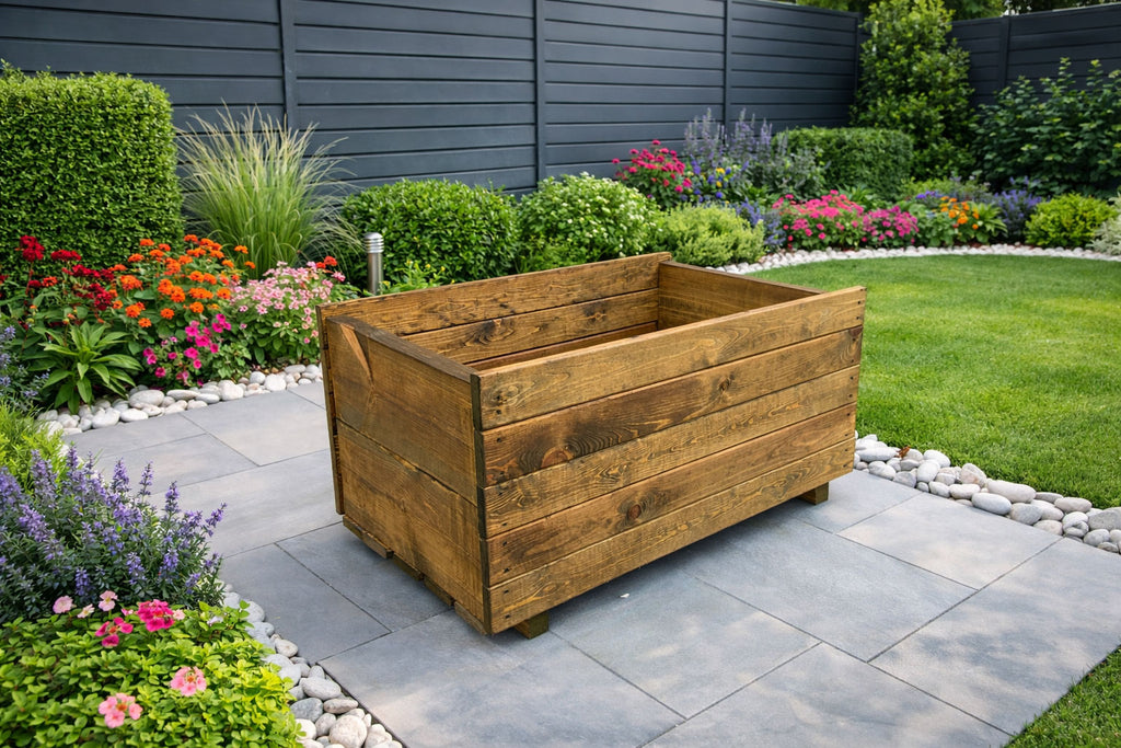 Extra Height Width Wooden Garden Planter Heavy Duty Timber Trough for Shrubs and Flowers
