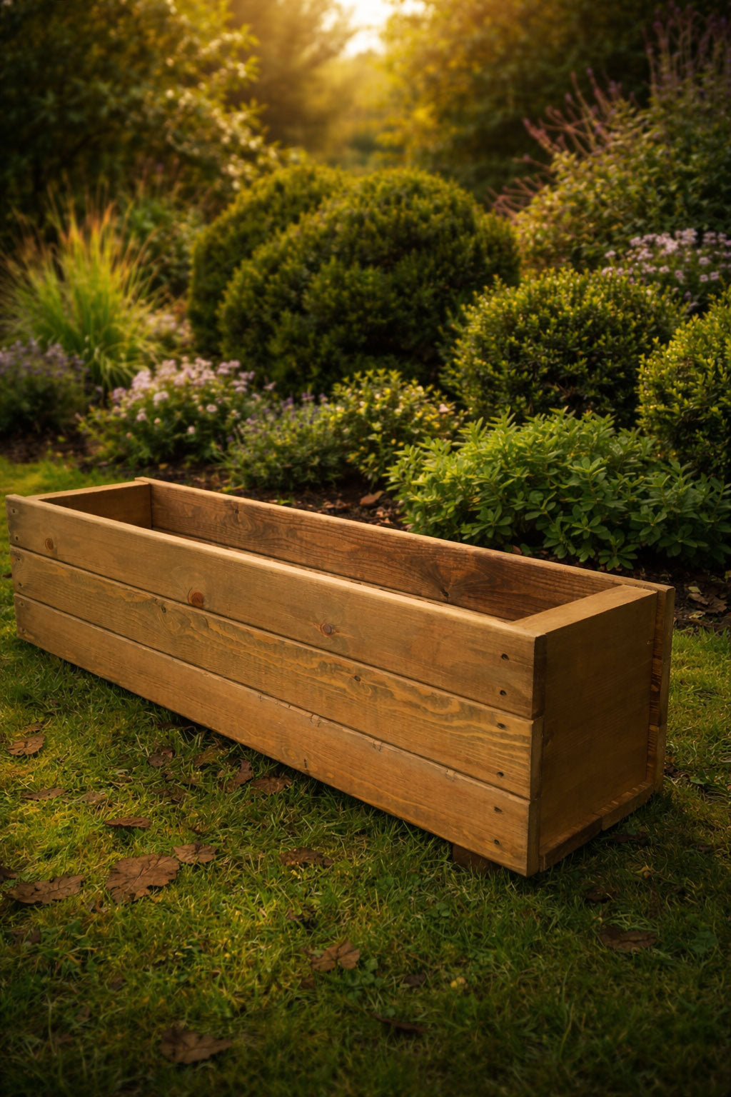 Wooden Garden Planters Heavy Duty Handmade Trough Planters for Flowers and Shrubs - Available in 5 Sizes