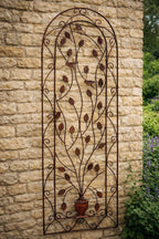 Garden Screening Art Panels in Rusted Steel - Metal Wall Trellis Design