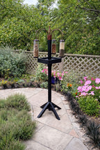 Wooden Bird Table Feeding Stand with Four Hooks Large Garden Bird Feeder Station for Patio Outdoor