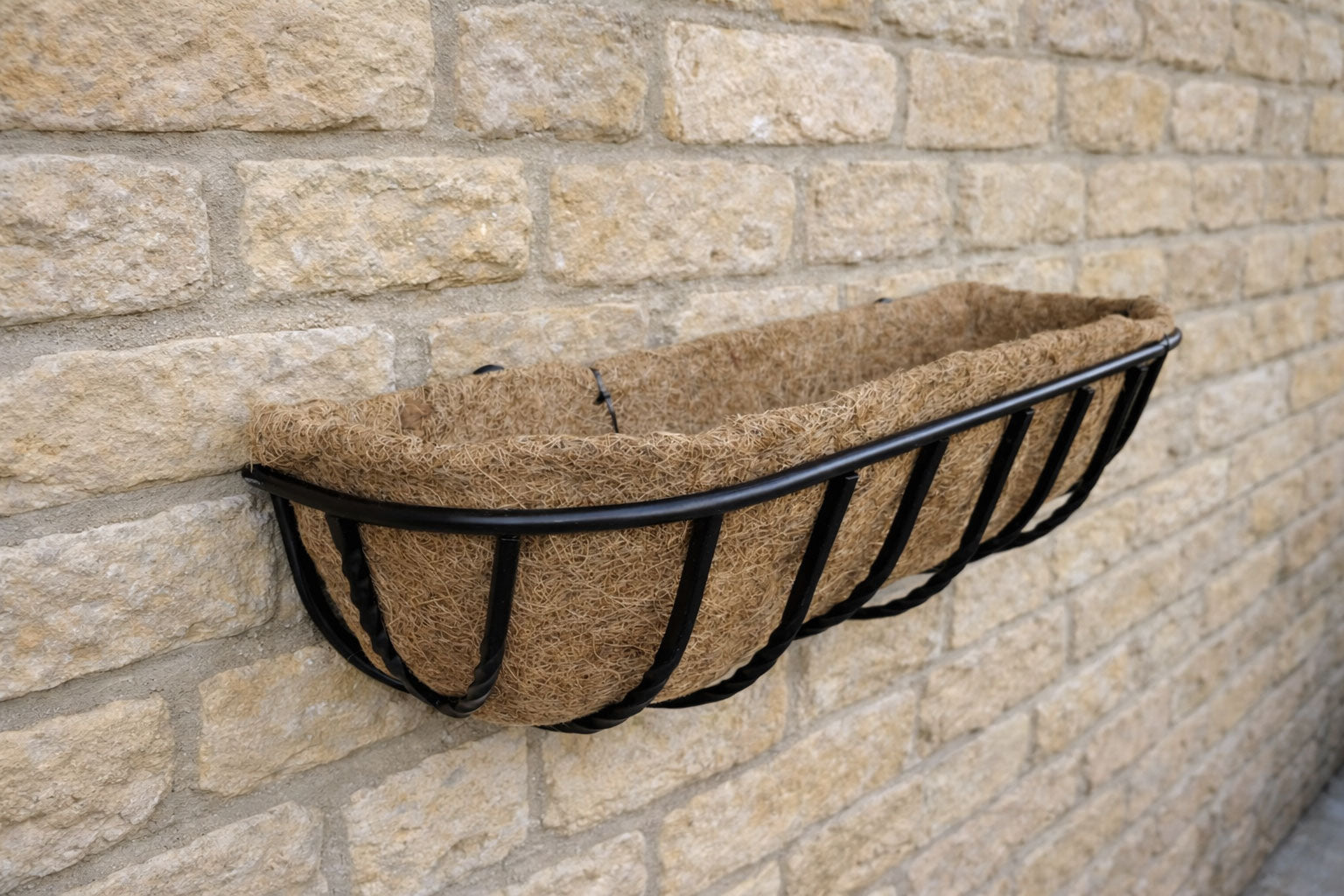 Twin Pack Wall Trough Planters for Patio and Garden Walls - Medium Wall Mounted Outdoor Plant Containers