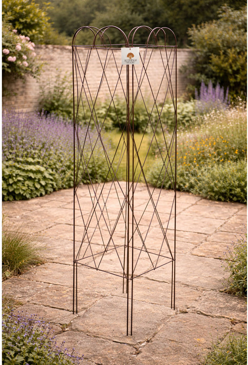 Extra Wide Metal Garden Trellis 1.40m – Freestanding 4-Sided Climbing Plant Support, Rust Effect