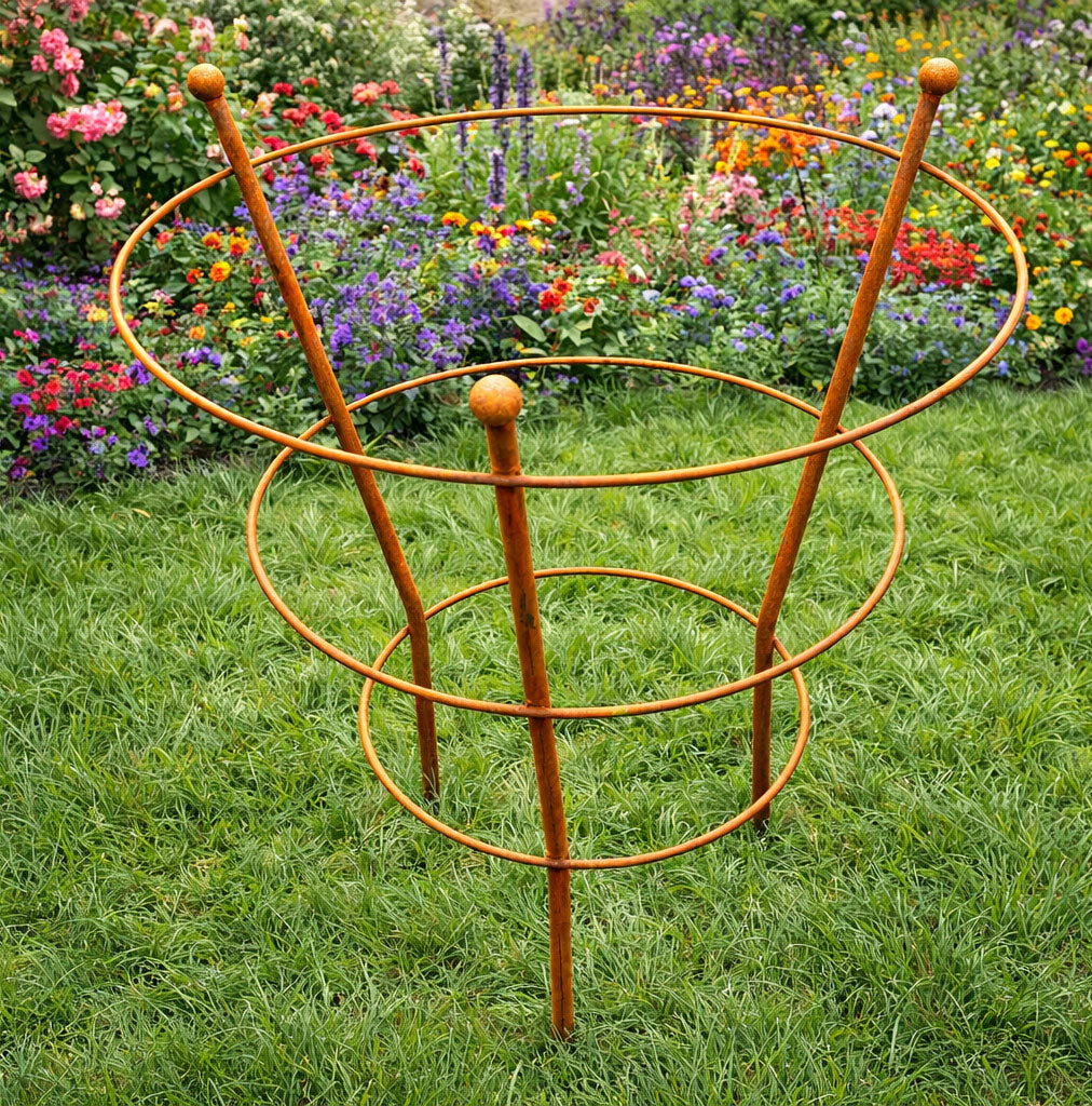 Perennial Plant Support - Rust Steel Peony Support for Gardens