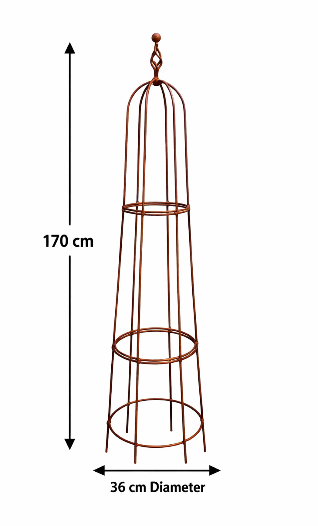 Garden Obelisk for Climbing Plants & Roses - Rustic Solid Steel Plant Support
