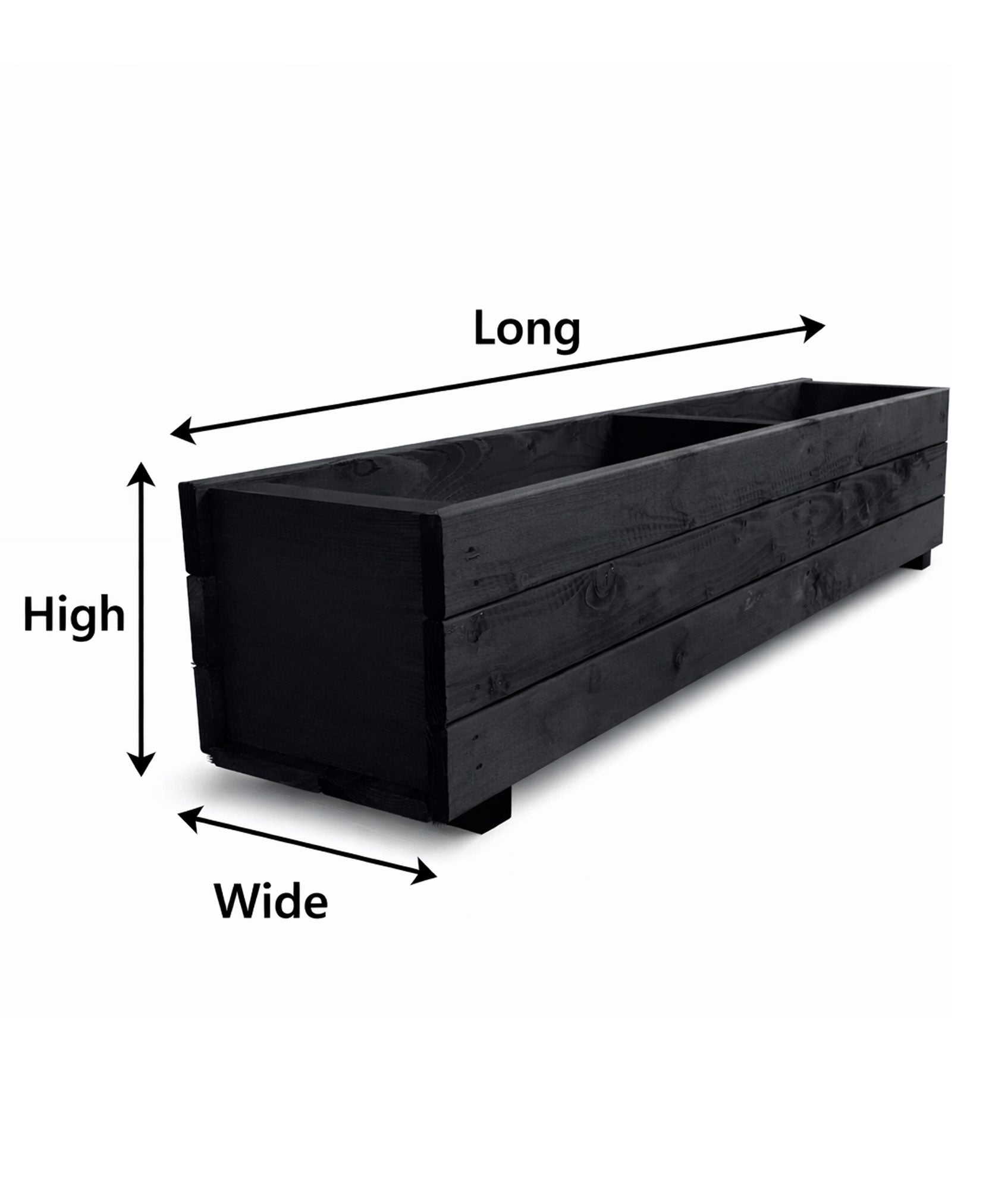 Handcrafted Timber Patio Planters - Modern Black Outdoor Wooden Box Containers