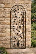 Art Metal Garden Trellis - Ornate Black Powder-Coated Outdoor Wall Trellis Panel