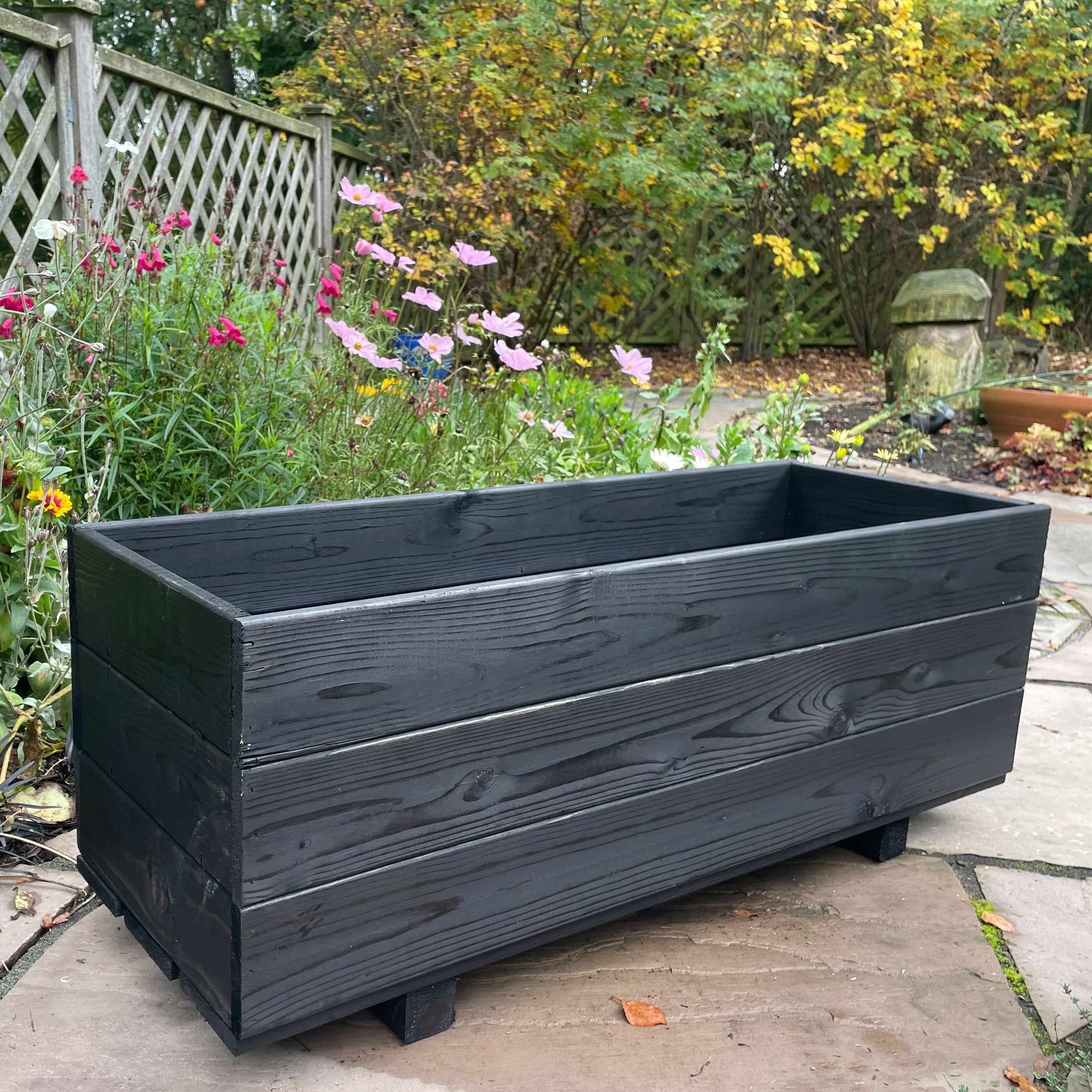 Addingham Outdoor Wooden Plant Planters Black