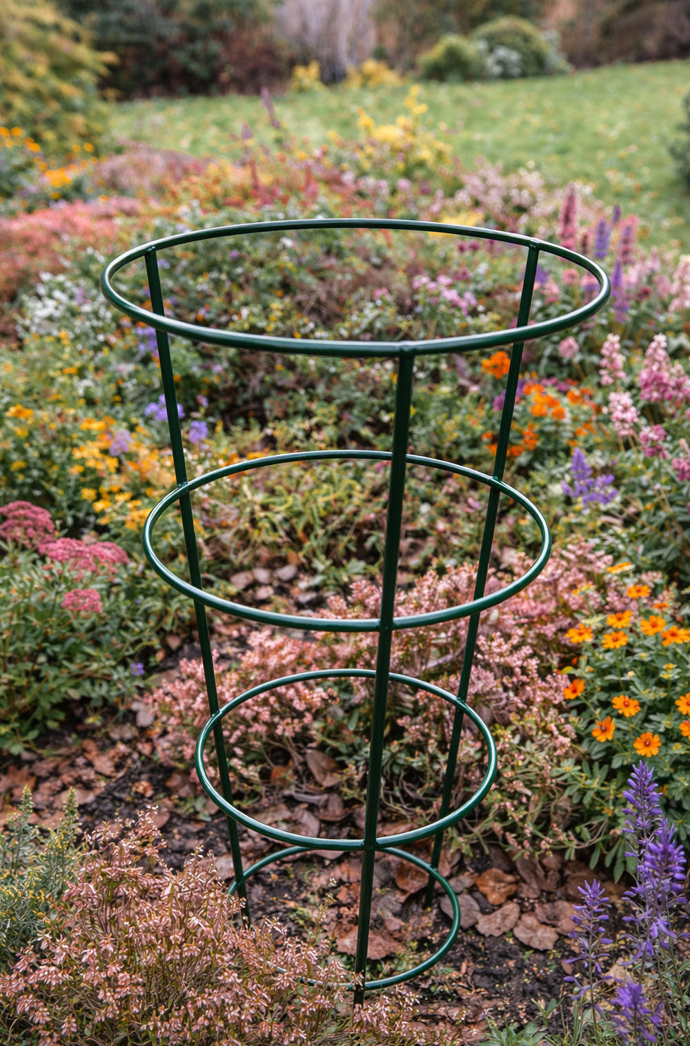 Green Metal Conical Plant Supports - Outdoor Garden Plant Support Cages Set of 2