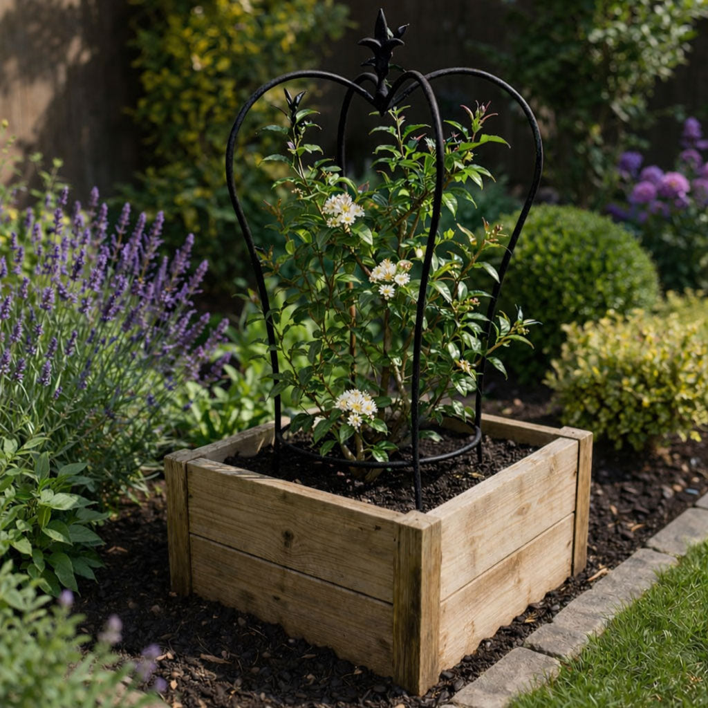 Heavy Duty Metal Plant Support 60cm – Black Garden Plant Support for Climbing Plants and Planters