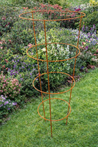 Conical Garden Plant Support Cages Set of 2 - Metal Natural Rust Supports