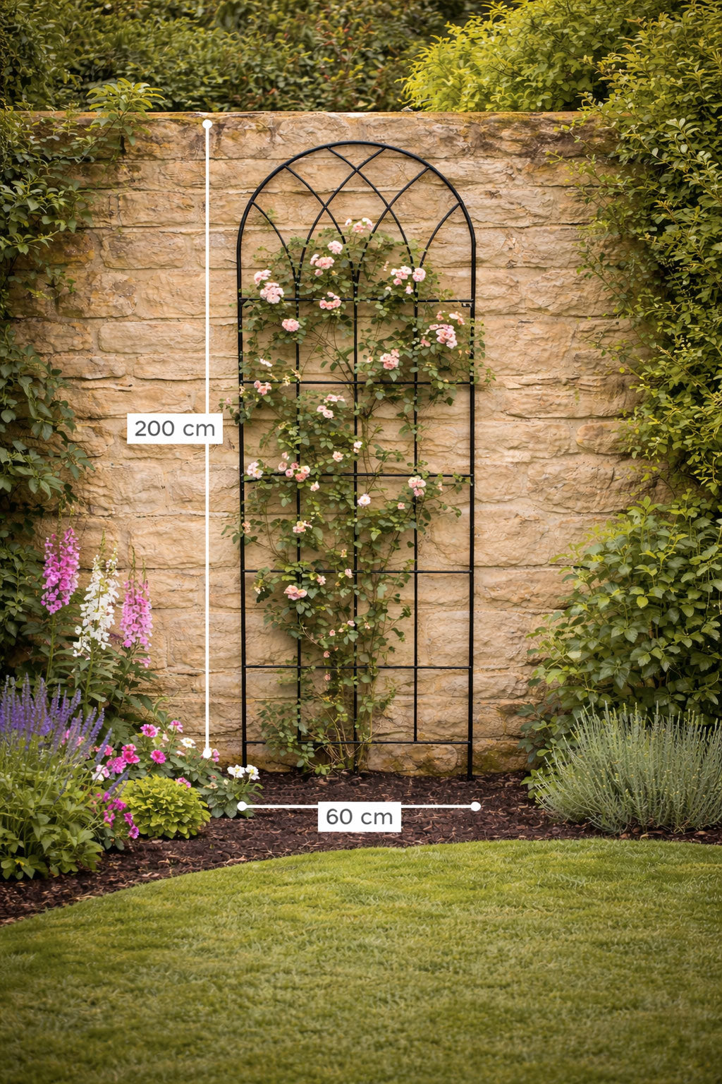Tall Metal Garden Trellises for Climbing Plants - Wall Mounted Plant Supports