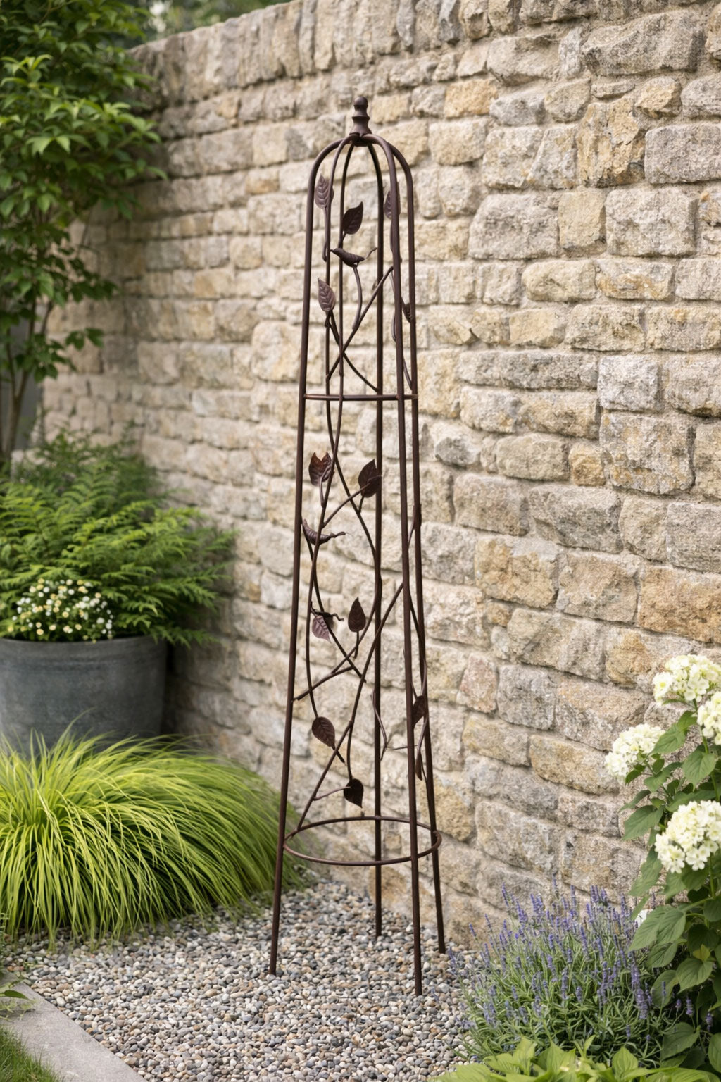 Rustic Finish Metal Garden Obelisk Plant Support for Climbing Flowers and Garden Display