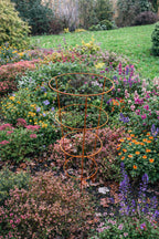 Conical Garden Plant Support Cages Set of 2 - Metal Natural Rust Supports