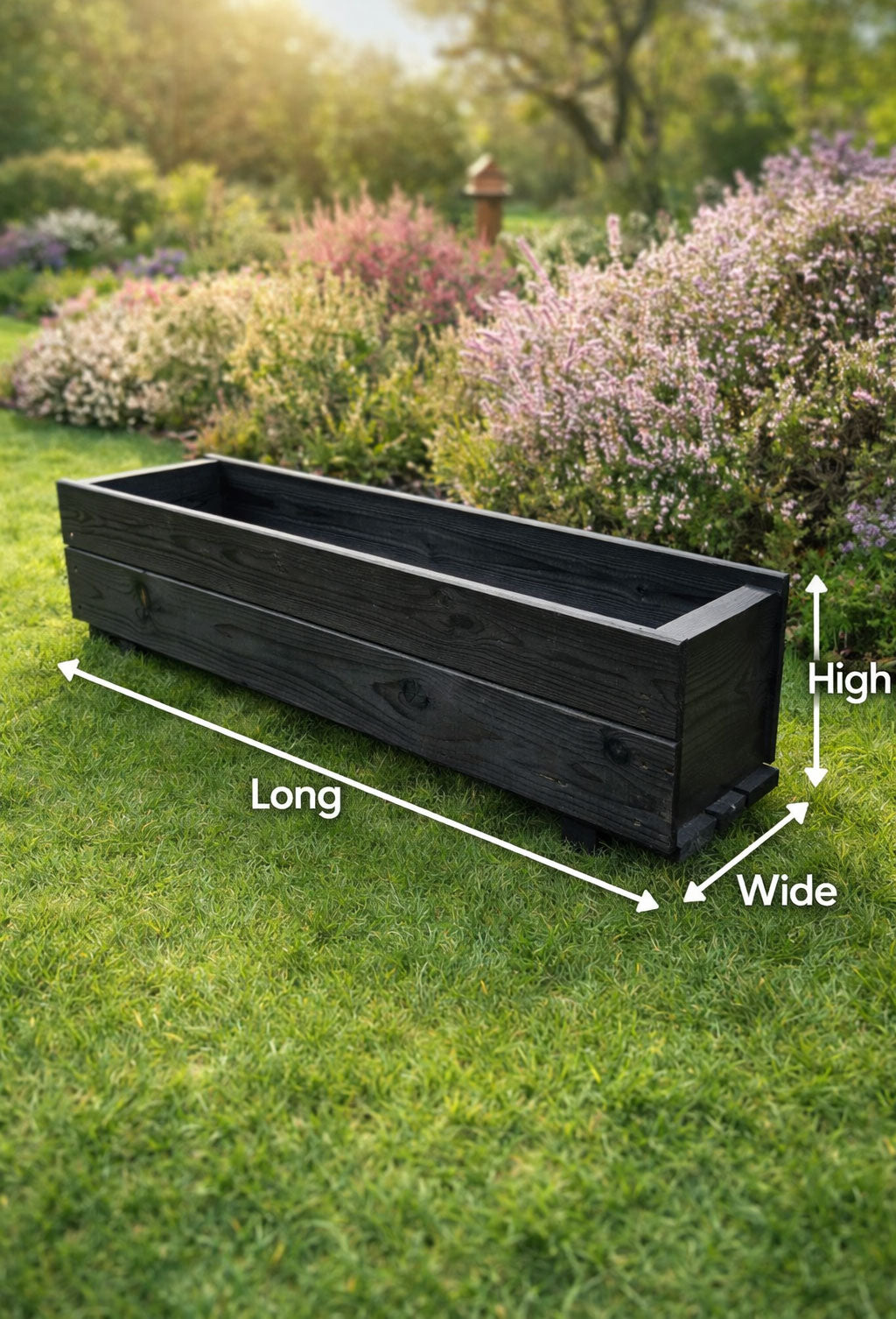 Outdoor Planter Boxes Wooden - Handcrafted Trough Planters Perfect for Flowers and Herbs