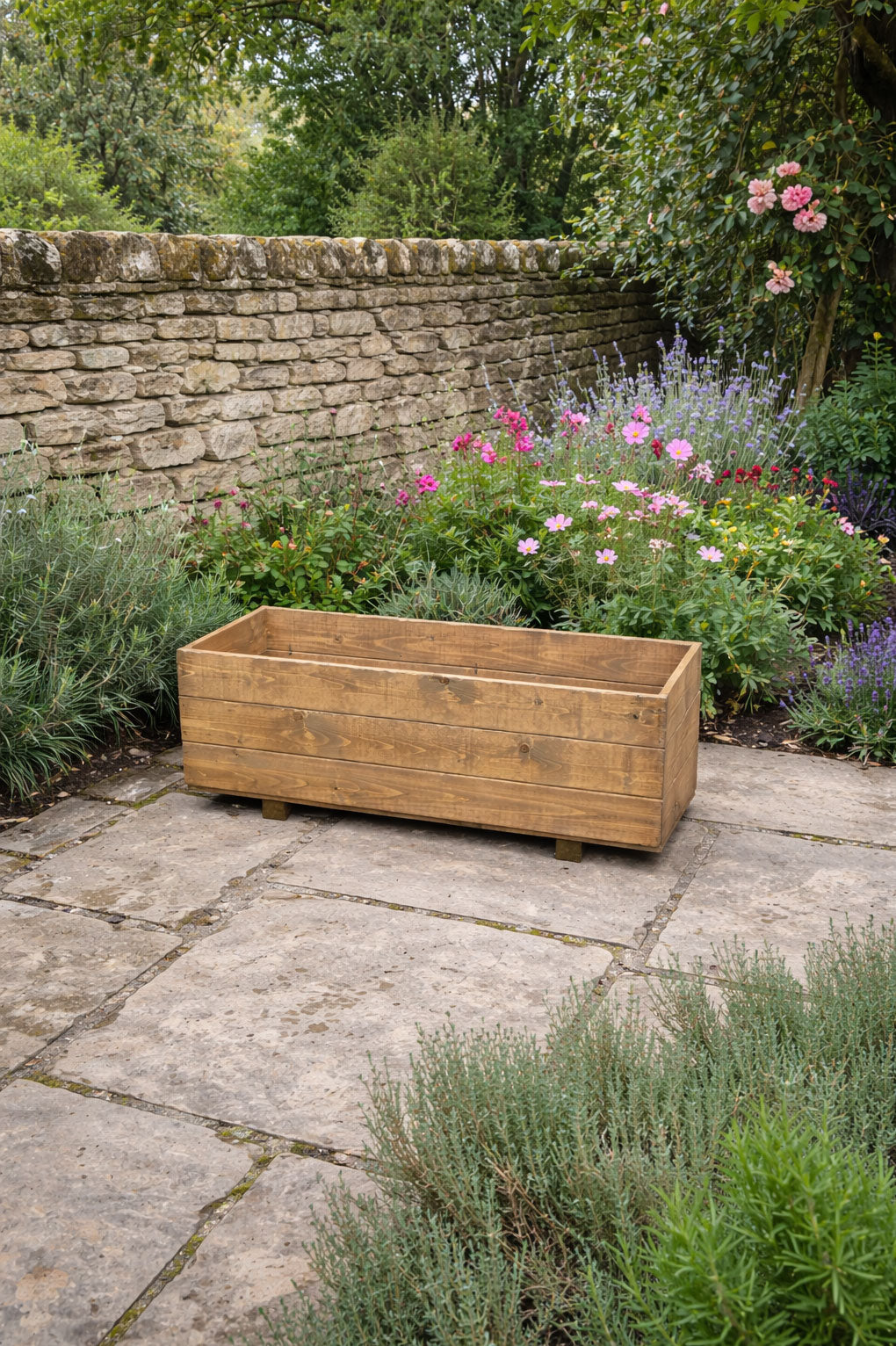 Handcrafted Wooden Planter Trough Box - Timber Planting Garden Container for Patio and Balcony