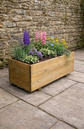 Handcrafted Wooden Planter Trough Box - Timber Planting Garden Container for Patio and Balcony