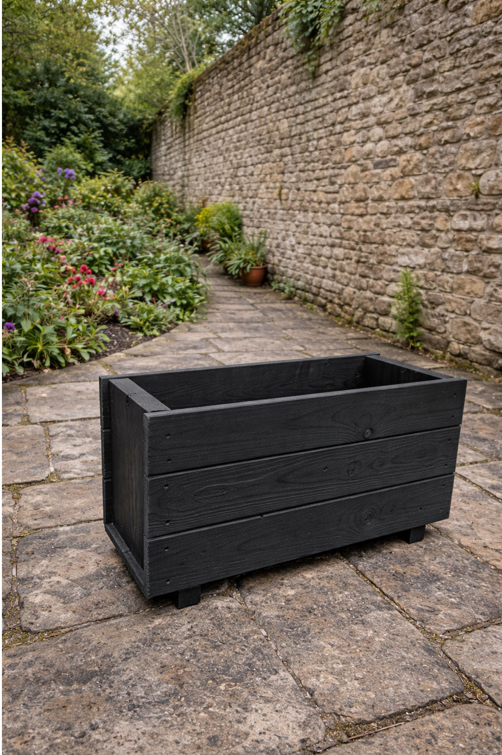 Rectangular Wooden Trough Planters Supplied in 4 Sizes Heavy Duty Garden Containers