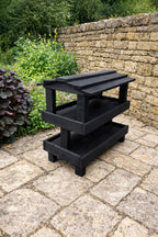 Wooden Ground Bird Feeder Table with Roof - Heavy Duty Two Level Feeding Station