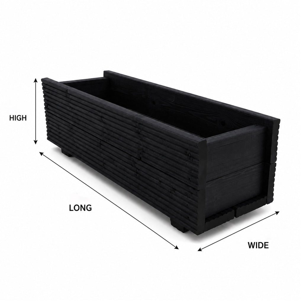 Black Decking Wooden Garden Troughs – Handmade Planter Boxes for Outdoor Flowers Herbs Vegetables Shrubs