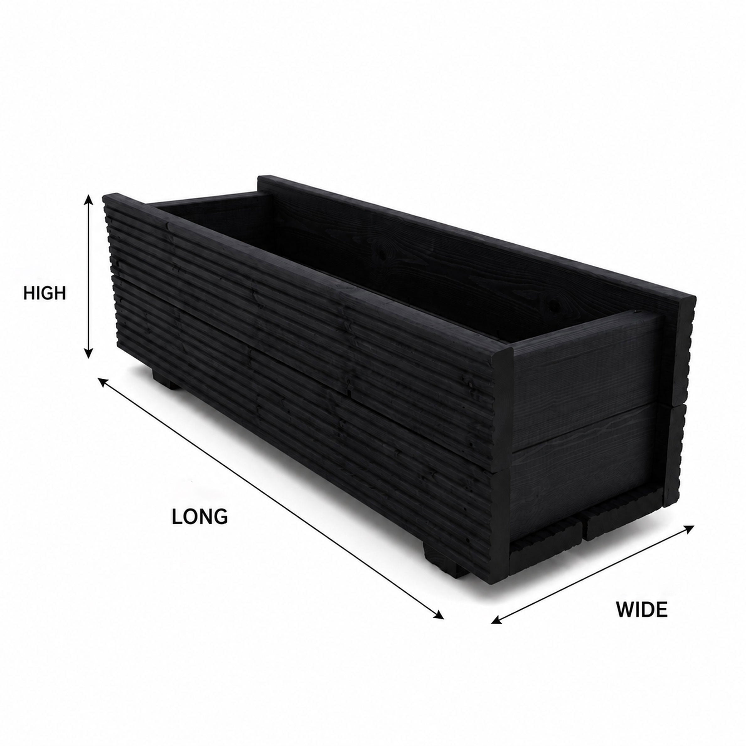 Black Decking Wooden Garden Troughs – Handmade Planter Boxes for Outdoor Flowers Herbs Vegetables Shrubs