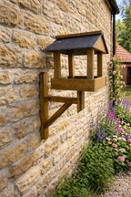 Premium Wall Mounted Garden Bird Table - Real Slate Roof Wooden Bird Feeder
