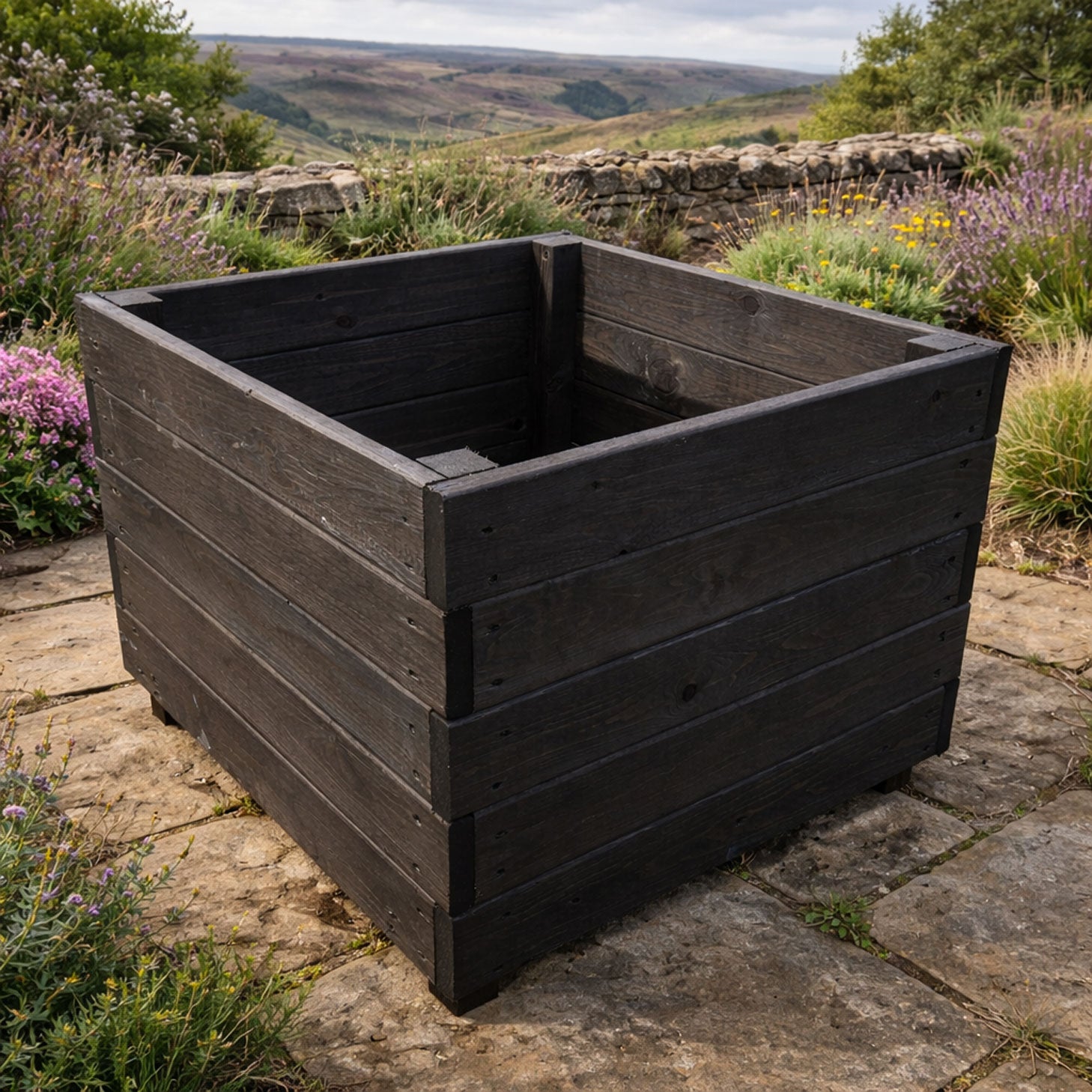 Heavy Duty Square Black Planter for Garden Plants & Flowers Black