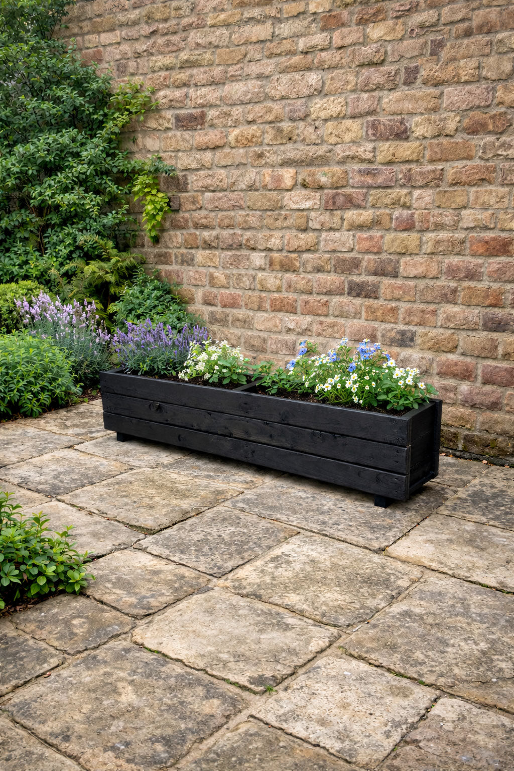 Handcrafted Timber Patio Planters - Modern Black Outdoor Wooden Box Containers