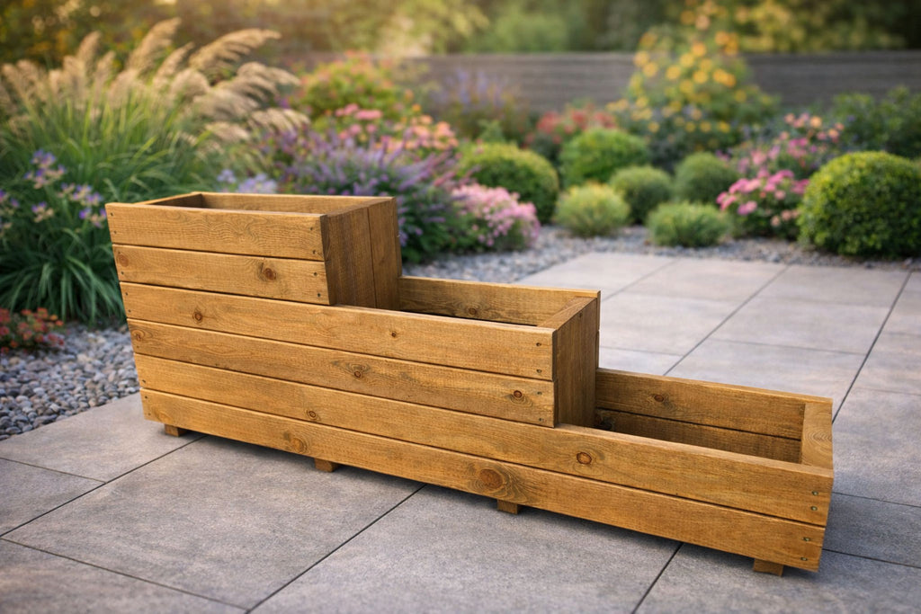 Wooden 3 Tier Raised Planter for Garden - Outdoor Heavy Duty Tiered Plant Stand