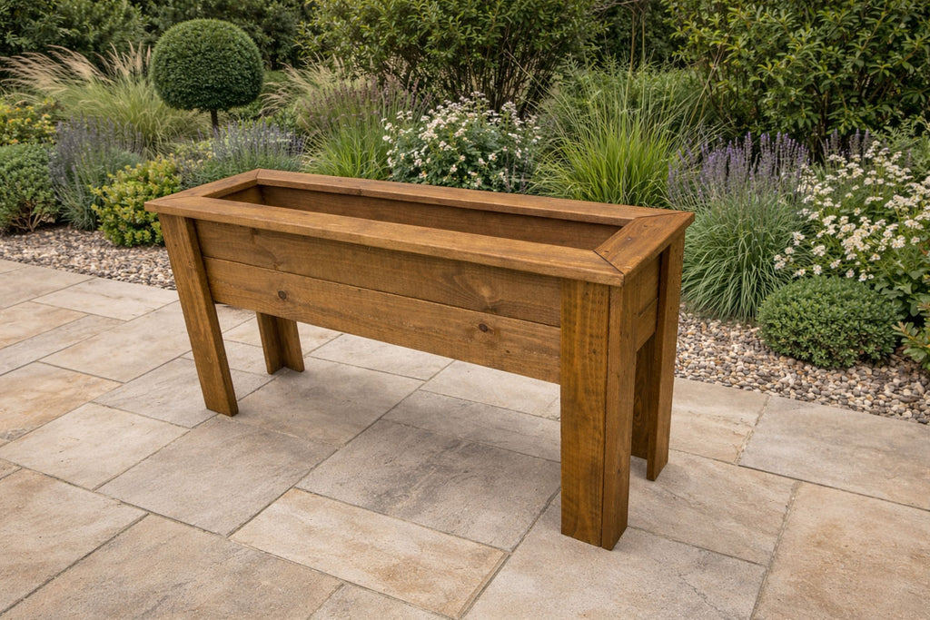 Wooden Raised Herb Planter Boxes - Outdoor Rectangular Garden Planter for Flowers and Vegetables Fully Assembled