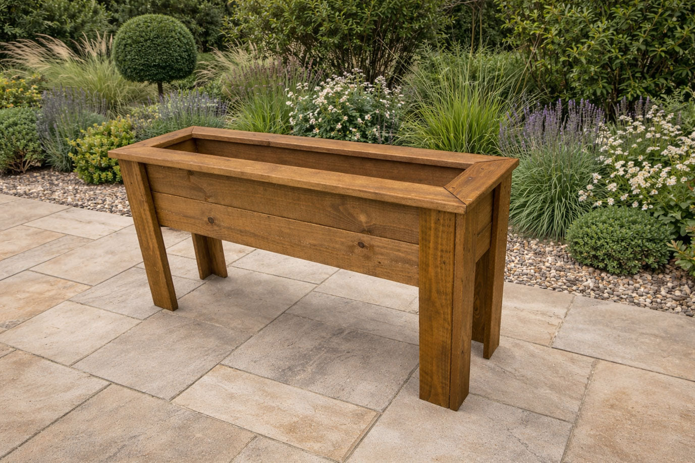 Wooden Raised Herb Planter Boxes - Outdoor Rectangular Garden Planter for Flowers and Vegetables Fully Assembled