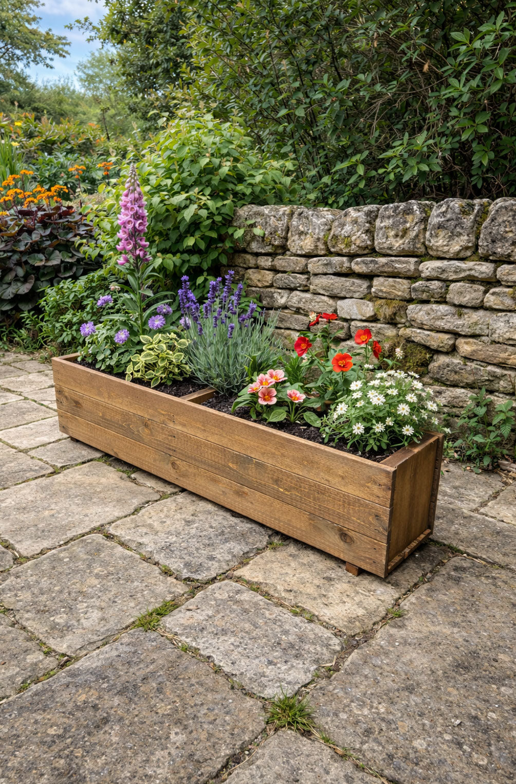 Large Wooden Garden Deep Planters Outdoor Planter Boxes - Tan Brown or Modern Black