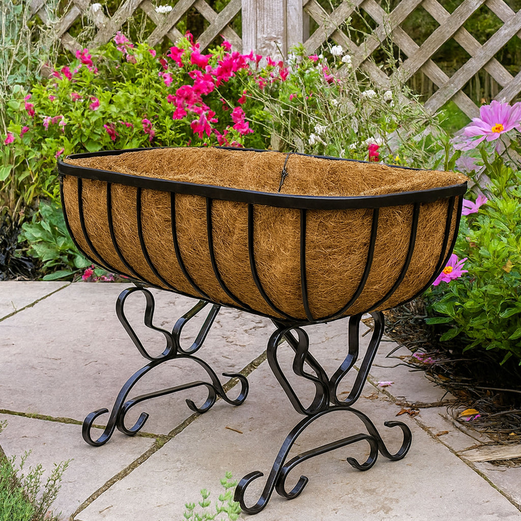 Metal Raised Planter on Legs - Outdoor Garden Container with Coco Liner