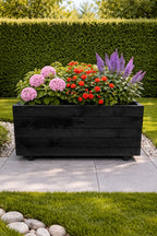 Fully Assembled Wooden Garden Planter - Heavy Duty Extra Height Outdoor Plant Box for Modern Gardens