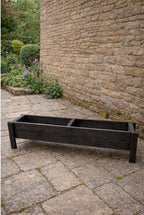 Raised Wooden Garden Container on Legs - Black Timber Trough for Herbs & Flowers