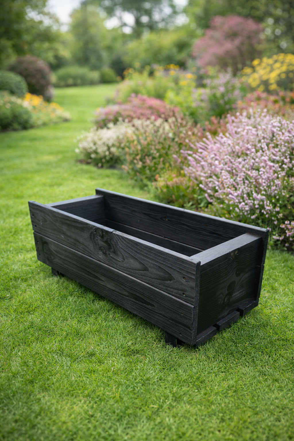 Outdoor Planter Boxes Wooden - Handcrafted Trough Planters Perfect for Flowers and Herbs